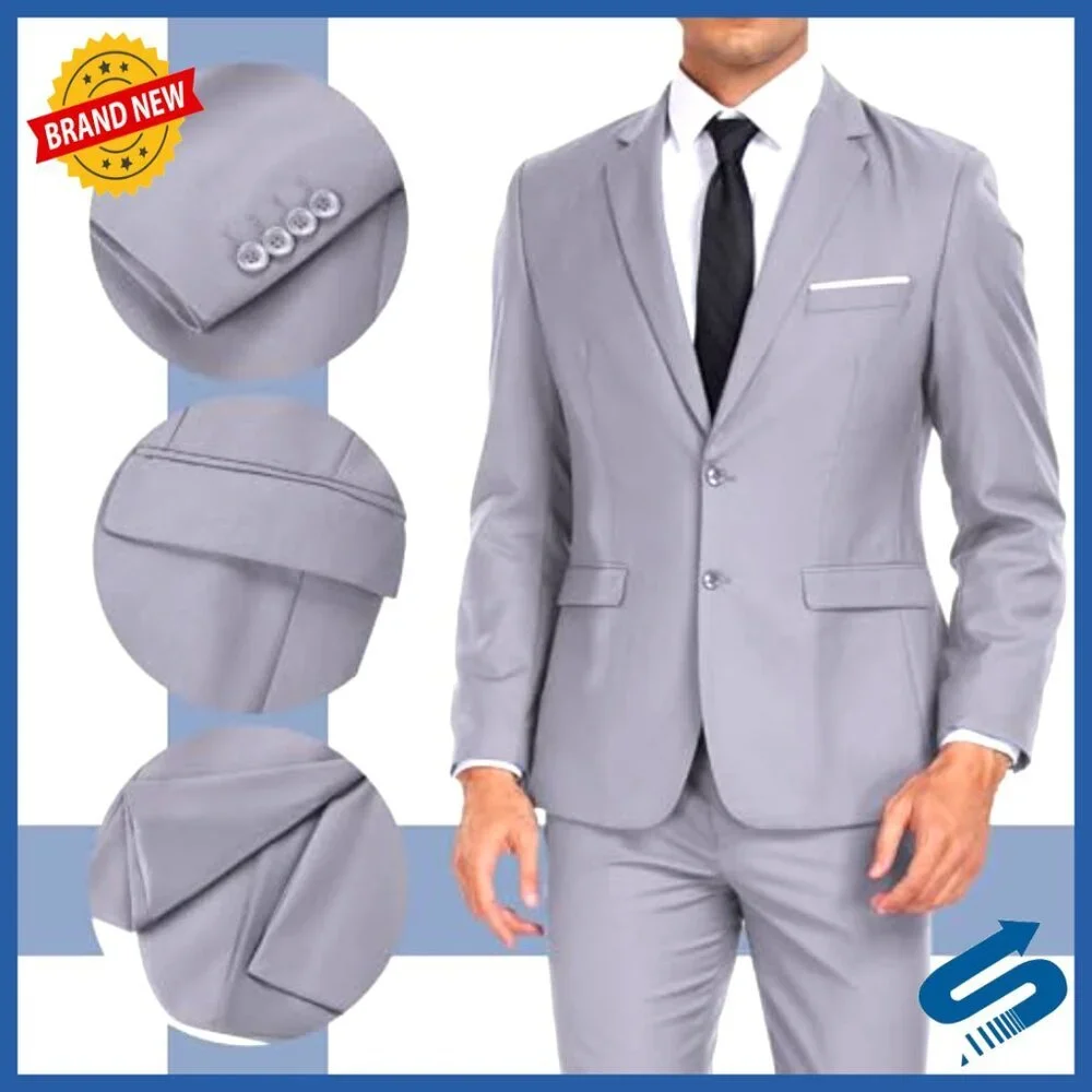 Slim Fit Suit Set Blazer Pants Wedding Prom Business Formal